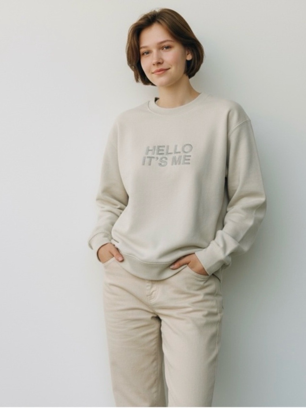 Adele Hello It's Me Crewneck Sweatshirt Official Concert Merch Bone White Medium